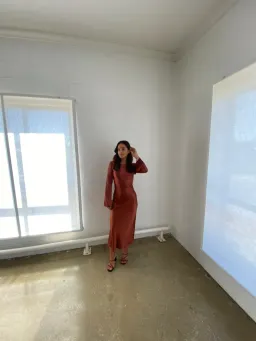 Third Form Tie Back Maxi Bias Dress in Sienna Brown Size 6 for rent on The Volte - image 7