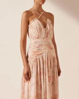 Shona Joy Faye Cross Front Midi Dress Blush & Multi Size 12 for rent on The Volte - image 2