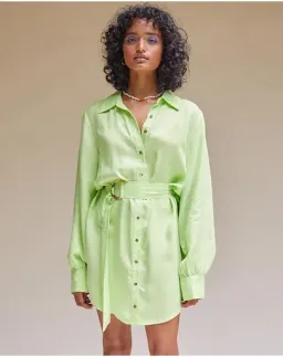 Suboo Sky Mini Shirt Dress in Green Size 12 for rent on The Volte - image 4