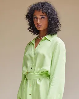 Suboo Sky Mini Shirt Dress in Green Size 12 for rent on The Volte - image 2