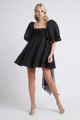 La Piscine Puff Sleeve Bow Back Mini Dress for rent on The Volte - image 1