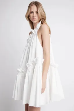 Aje Romance Asymmetric Mini Dress Ivory Size 8  for rent on The Volte - image 2