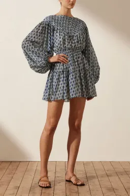 Shona Joy Daniela Pin Tuck Balloon Sleeve Mini Dress Print Size 8 for rent on The Volte - image 2