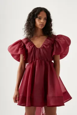 Aje Gretta Organza Mini Dress Burgundy Size 8  for rent on The Volte - image 2