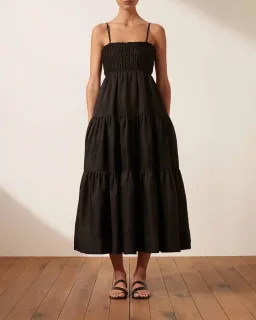 Shona Joy Bruna Linen Midi Black Size 8 for rent on The Volte - image 1