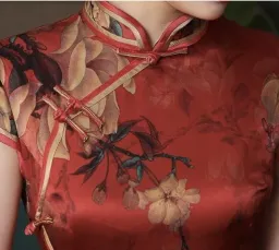 Beth & Brian Qipao 19 Mome Silk High End Long Qipao Mulberry Floral Size M / Au 8 for rent on The Volte - image 3