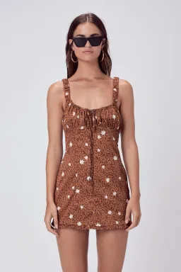 For Love and Lemons Tawney Mini Dress Brown Size 6 for rent on The Volte - image 2