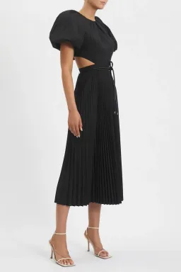 Rebecca Vallance Magdalena Puff Sleeve Midi Dress Black Size 8  for rent on The Volte - image 2
