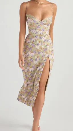 House of CB Charlotte Midi Sundress Green Floral Size 6 for rent on The Volte - image 1