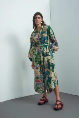 Alemais Loretta Patchwork Shirtdress Green Size 8 for rent on The Volte - image 1