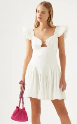 Aje Simone Frill Sleeve Mini Dress Ivory Size 6 / XS for rent on The Volte - image 4