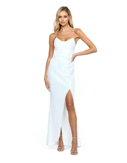 Bariano Dua Cowl Maxi Dress Iridescent White Size 10 for rent on The Volte - image 1