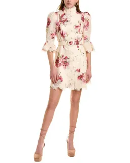 Zimmermann High Tide Applique Mini Dress Cream Poppy Floral Size 8 for rent on The Volte - image 1