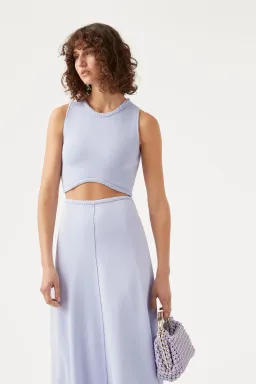 Aje Elm Braided Knit Tank Top and Petal Knit Midi Skirt Set Cool Lavender Size S/8 for rent on The Volte - image 2