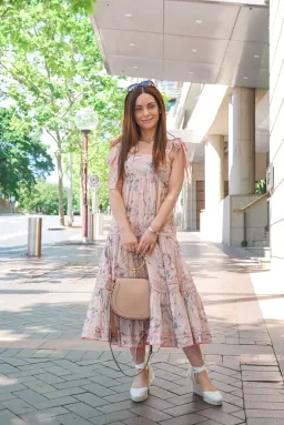 Zimmermann Moonshine Tie Shoulder Dress Cream Floral Size 6 for rent on The Volte - image 2