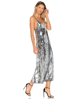 Off-White c/o Virgil Abloh Metallic Sequin Slip Dress Size 10 for rent on The Volte - image 1