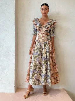Alemais Phillipa Ruffle Neck Midi Dress Floral Size 14 for rent on The Volte - image 1