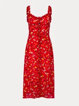 Realisation Par Juliet Midi Dress Red Floral Size L /Au 12 for rent on The Volte - image 3