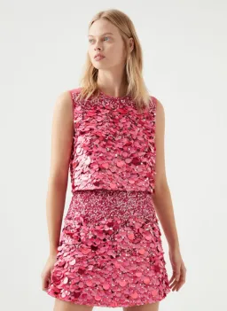 Aje Celeste Sequin Shell Top Pink/Red Size 12 for rent on The Volte - image 1