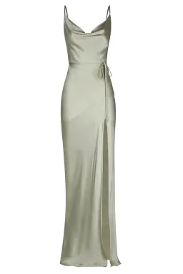 Shona Joy La Lune Bias Cowl Maxi Dress Sage Size 10  for rent on The Volte - image 3