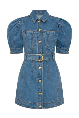 Aje Adrianna Puff Sleeve Mini Dress Blue Size 8 for rent on The Volte - image 2