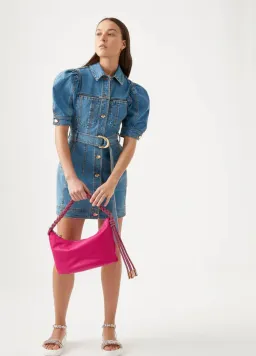 Aje Adrianna Puff Sleeve Mini Dress Blue Size 8 for rent on The Volte - image 1