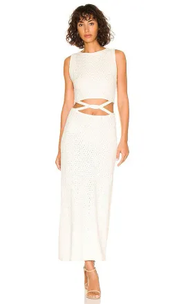 Bec and Bridge Effie Knit Cut Out Dress in white size 6 for rent on The Volte - image 1