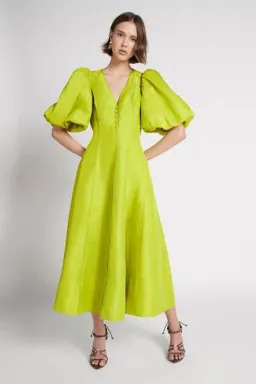 Aje Dusk Puff Sleeve Midi Dress Size 12  for rent on The Volte - image 1