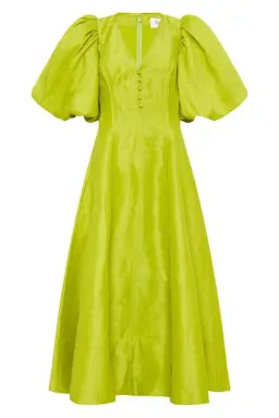 Aje Dusk Puff Sleeve Midi Dress Size 12  for rent on The Volte - image 3