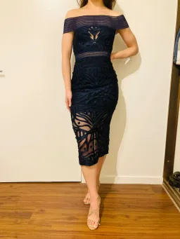 Alice McCall Lunar Eclipse Midi Cocktail Dress Navy Size 6 for rent on The Volte - image 4