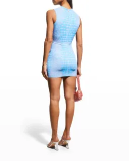 Alex Perry Dallon Blue Lilac Mini Dress Animal Print Size 10 for rent on The Volte - image 2