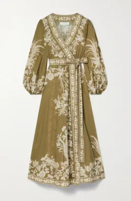 Zimmermann Cotton Voile Wrap Dress Green Print Size 3/AU 14 for rent on The Volte - image 3