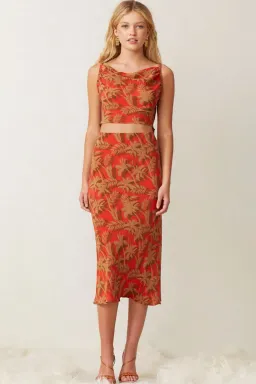 Bec & Bridge Shady Palm Set (top and skirt) Orange Size AU 8 for rent on The Volte - image 1