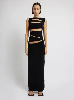 Christopher Esber Slashed Knit Dress Black Size AU 6  for rent on The Volte - image 1