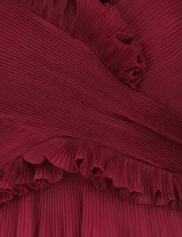 Zimmerman Pleated Off Shoulder Midi Dress in Berry Red Size 0 / AU 8 for rent on The Volte - image 4