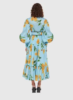 Leo Lin / Marguerite Bleu Silk Linen Dress / Bleu Flora / Size AU 12 for rent on The Volte - image 4