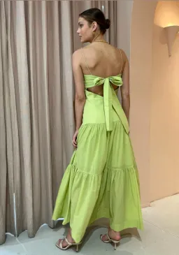 Bec & Bridge Solstice Drop Waist Dress Lime Green Size 6 for rent on The Volte - image 2