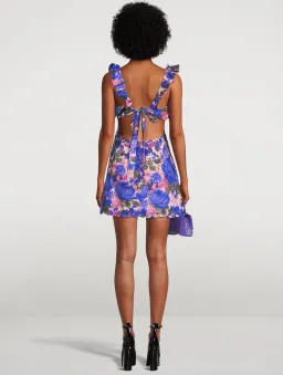 Zimmermann High Tide Floral-print Linen Mini Dress Purple Ikat Floral Size 2/Au 12 for rent on The Volte - image 3