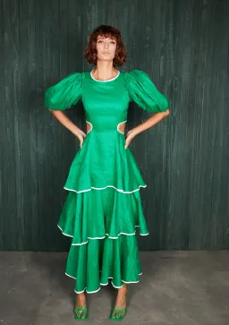 Mackenzie Mode Puff Sleeve Dress Emerald Green Size 12 for rent on The Volte - image 1