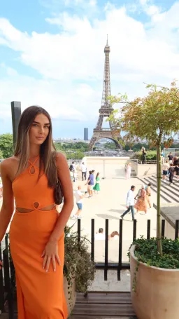 Christopher Esber Looped Cutaway Dress Orange Size AU 6 for rent on The Volte - image 1