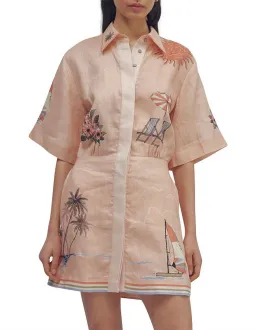 Alemais Marina Mini Shirt Dress Peach Size AU 6 for rent on The Volte - image 1