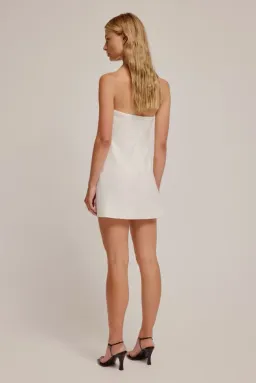 Venroy Linen Strapless Mini Dress White Size AU 8 for rent on The Volte - image 3