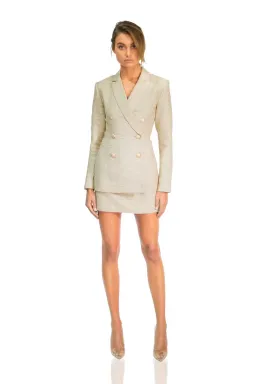MISHA Gold Suit Double Breasted Jacket Size 6 and Skirt Gold Size 8 for rent on The Volte - image 1