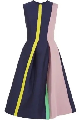 Roksanda Navy And Stripe Midi Dress Navy Blue Size AU 8 for rent on The Volte - image 2