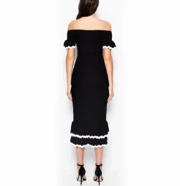 Alice McCall Black and White Ribbed midi Dress Black Size AU 6 for rent on The Volte - image 3