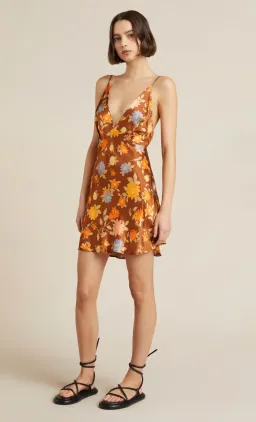 Bec & Bridge Carmen Floral satin mini dress Orange Size AU 8 for rent on The Volte - image 1