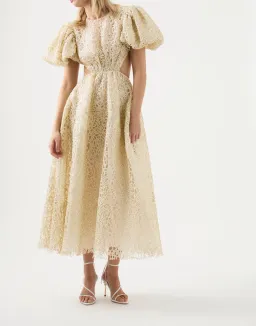 Aje Patina Lace Midi Dress Ivory Size 8 / S for rent on The Volte - image 1