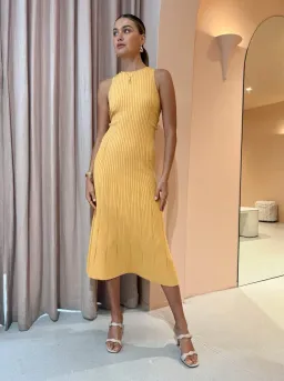 Clea Alina Rib Knit Dress in Mango Size S/ AU 8 for rent on The Volte - image 2