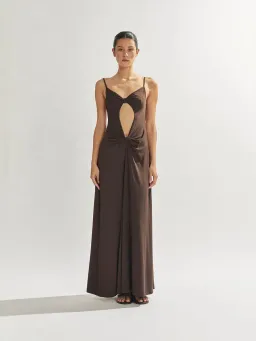 One Mile the Label Sammy Maxi Dress in Cocoa Brown Size M for rent on The Volte - image 6