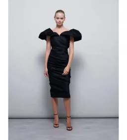Rachel Gilbert Frey Midi Dress Black Size 14  for rent on The Volte - image 2